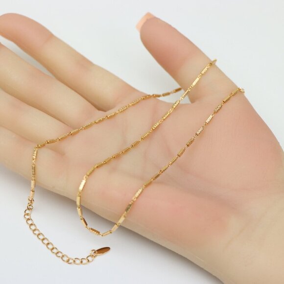 "Textured Rose Gold Chain Necklace, Elegant Shine, XPNL0182 - Picture 3 of 12